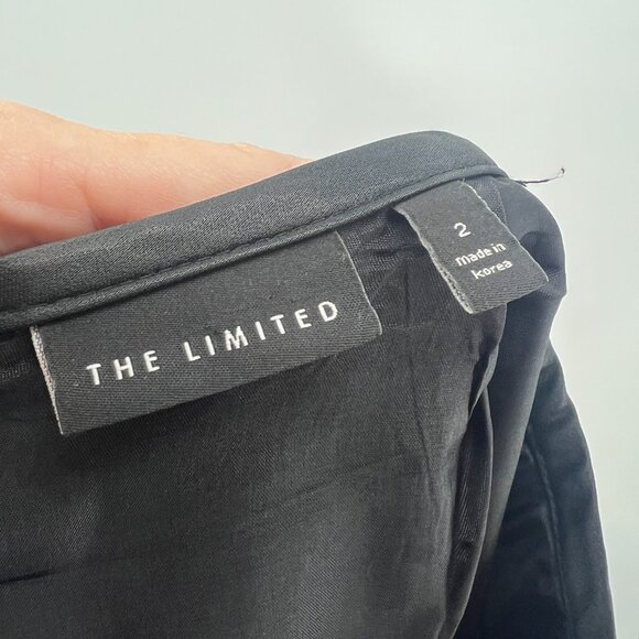 The Limited Ruffle A-Line Black Satin Skirt Women's 2 - Picture 3 of 3